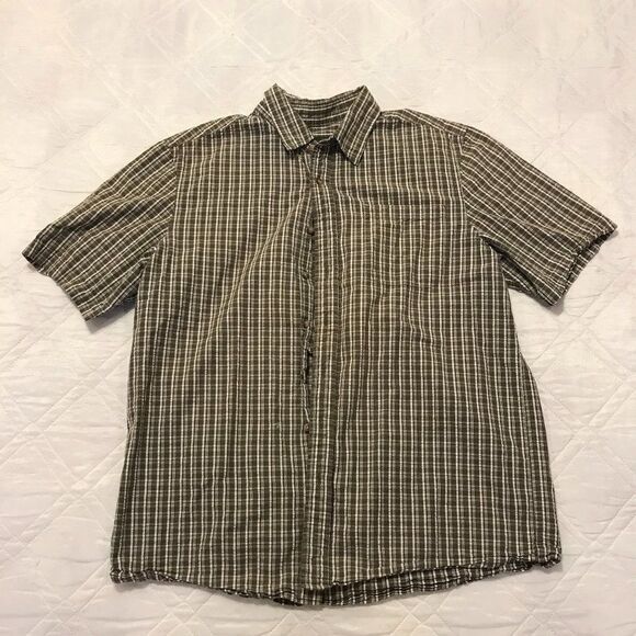 Eddie Bauer brown plad button up shirt Large‎ - Picture 1 of 4